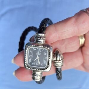 Silver and Black Braided Watch
